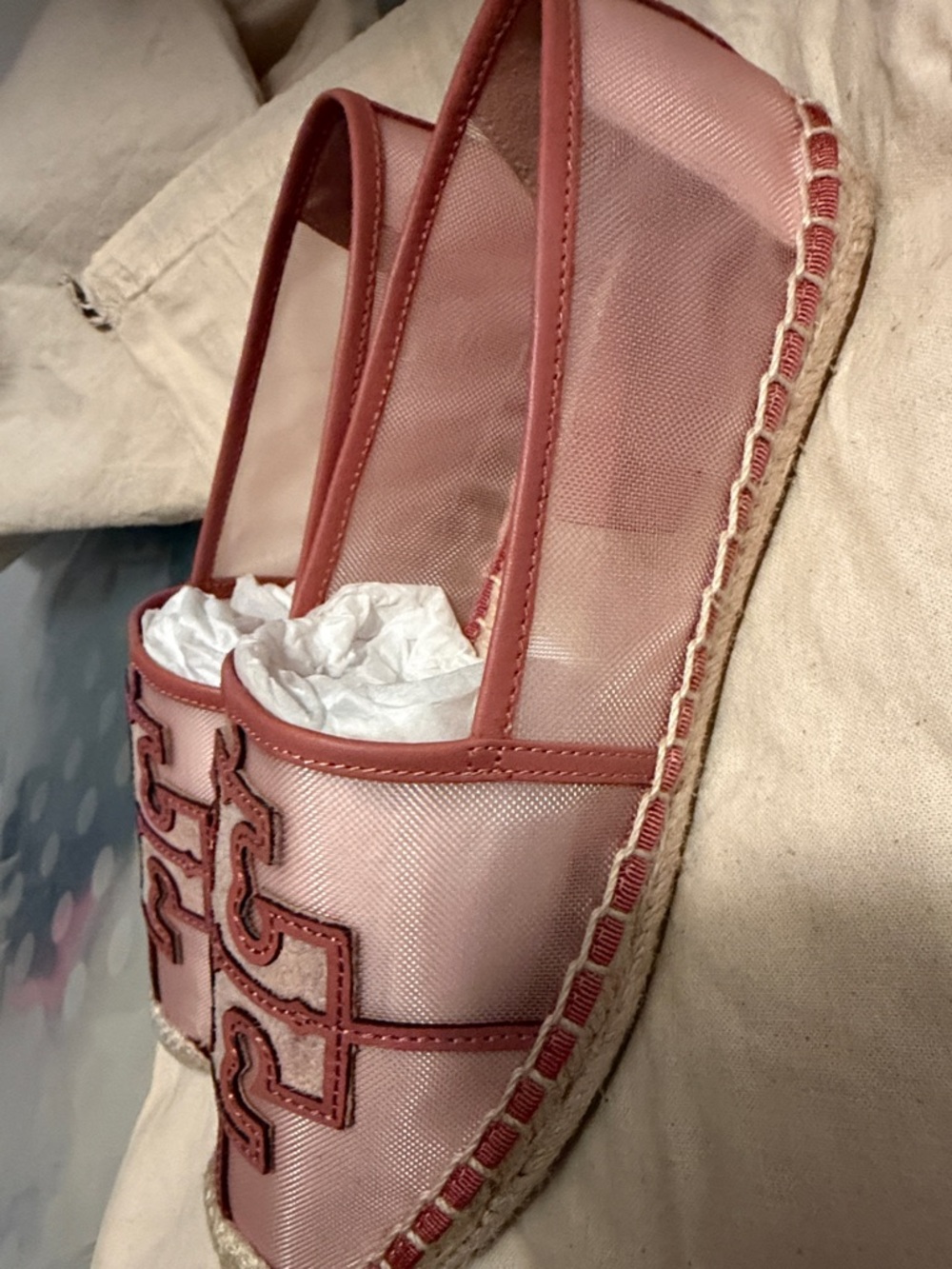 Tory Burch Rose Pink Espadrille Slip-On Flats - Picture 2 of 5